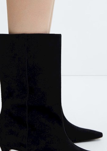 Siyah Süet Stiletto Topuklu Diz Boyu Kadın Çizme - Görsel 6