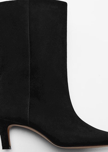 Siyah Süet Stiletto Topuklu Diz Boyu Kadın Çizme - Görsel 5