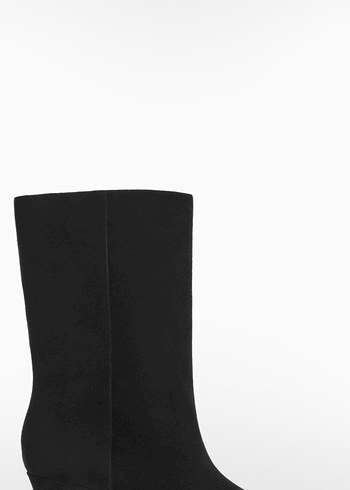 Siyah Süet Stiletto Topuklu Diz Boyu Kadın Çizme - Görsel 2