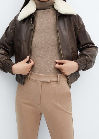 Bej Kadın Kumaş Pantolon Normal Boy - Görsel 6