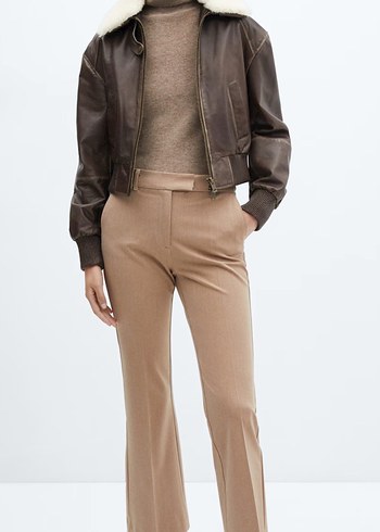 Bej Kadın Kumaş Pantolon Normal Boy - Görsel 4