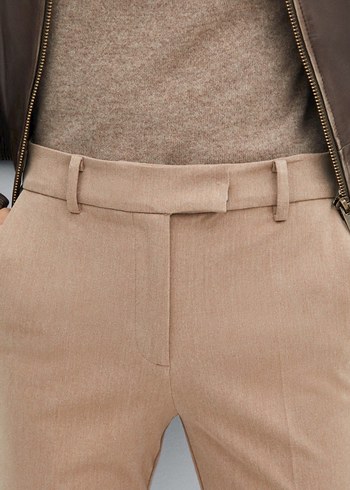 Bej Kadın Kumaş Pantolon Normal Boy - Görsel 7