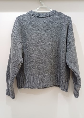 Gri Örme Hırka - Görsel 2