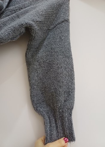 Gri Örme Hırka - Görsel 4