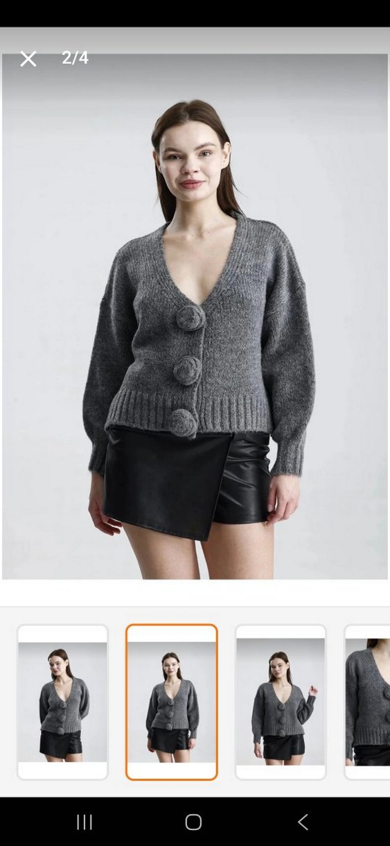 Gri Örme Hırka - Görsel 5