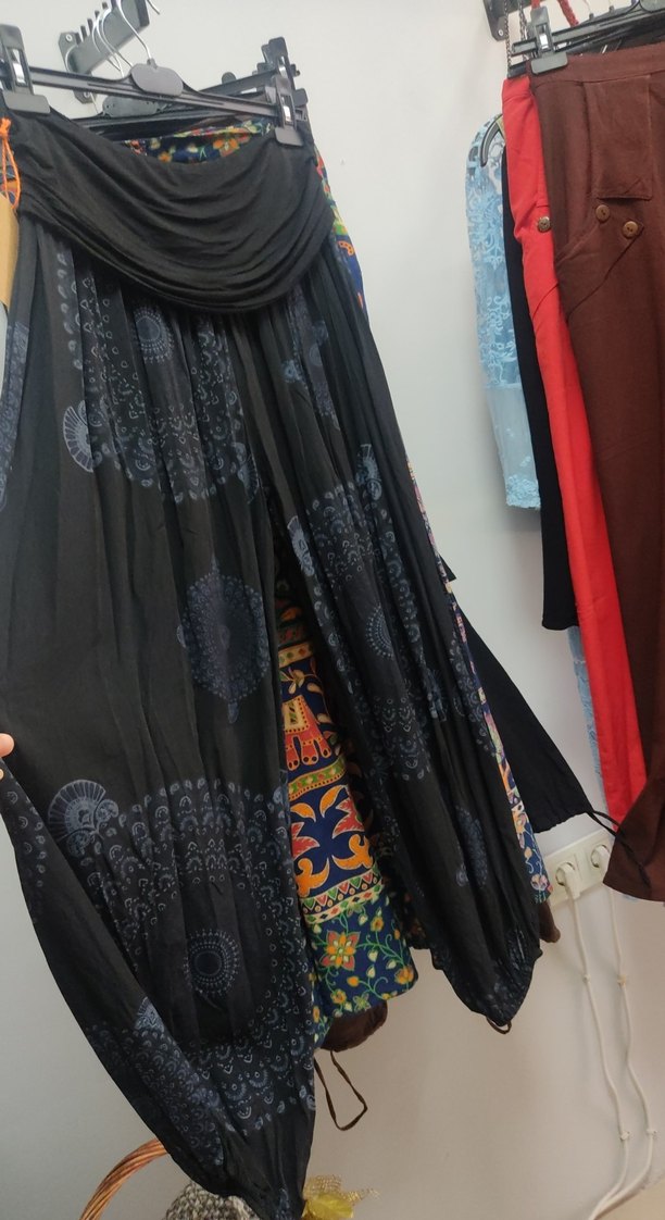 Modern şalvar. Bohem Çok Renkli Uzun Drapeli Etek - Görsel 4