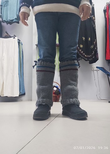 Gri Örgü Bot tozluk - Görsel 2