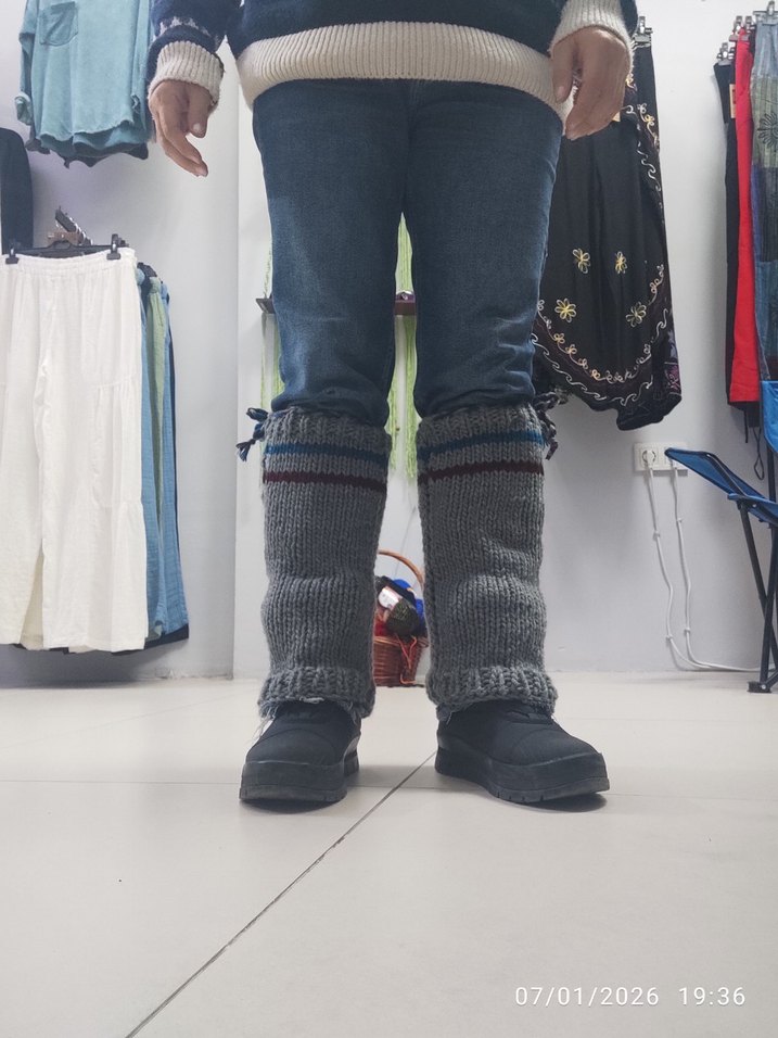 Gri Örgü Bot tozluk - Görsel 2