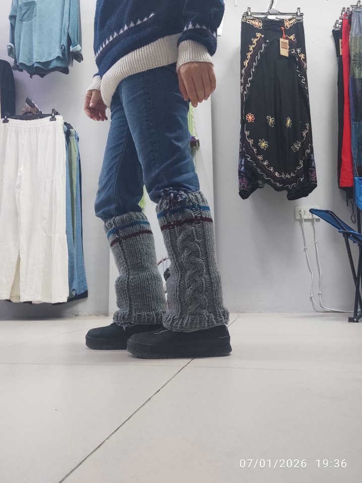 Gri Örgü Bot tozluk - Görsel 3