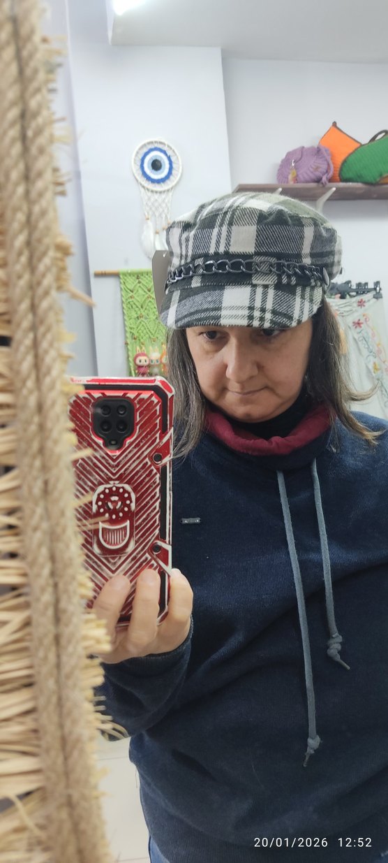 Gri Ekose Desenli Örgü Şapka - Görsel 3