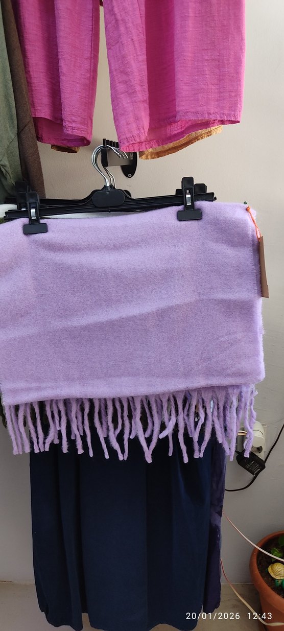 Püsküllü Pembe Bohem Kadın Atkı - Görsel 2