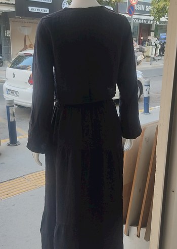s Beden Düğmeli Siyah müslin Mini Bluz