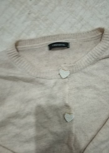 Düğmeli Bej Triko Hırka - Görsel 2