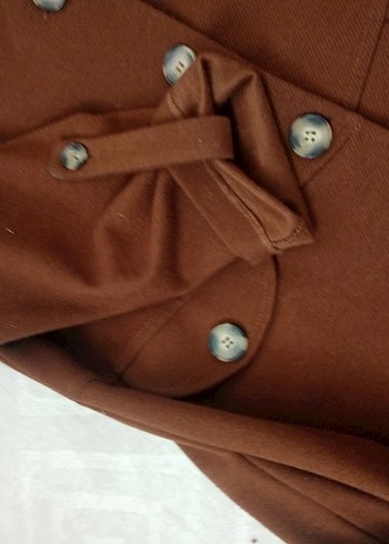 Düğmeli Kahverengi Uzun  mevsımlık kaban - Görsel 3