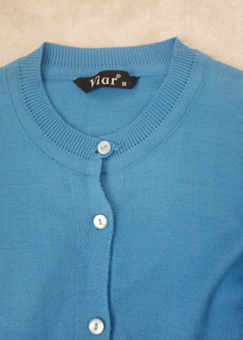 Mavi Düğmeli Kadın Hırka - Görsel 2