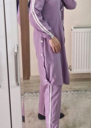 Pastel Mor Kadın Spor Takım Düğmeli