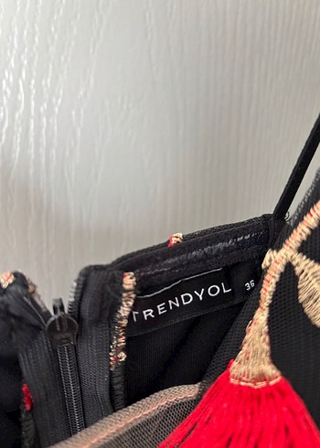 Nakışlı Siyah Uzun Bohem Elbise - Görsel 6