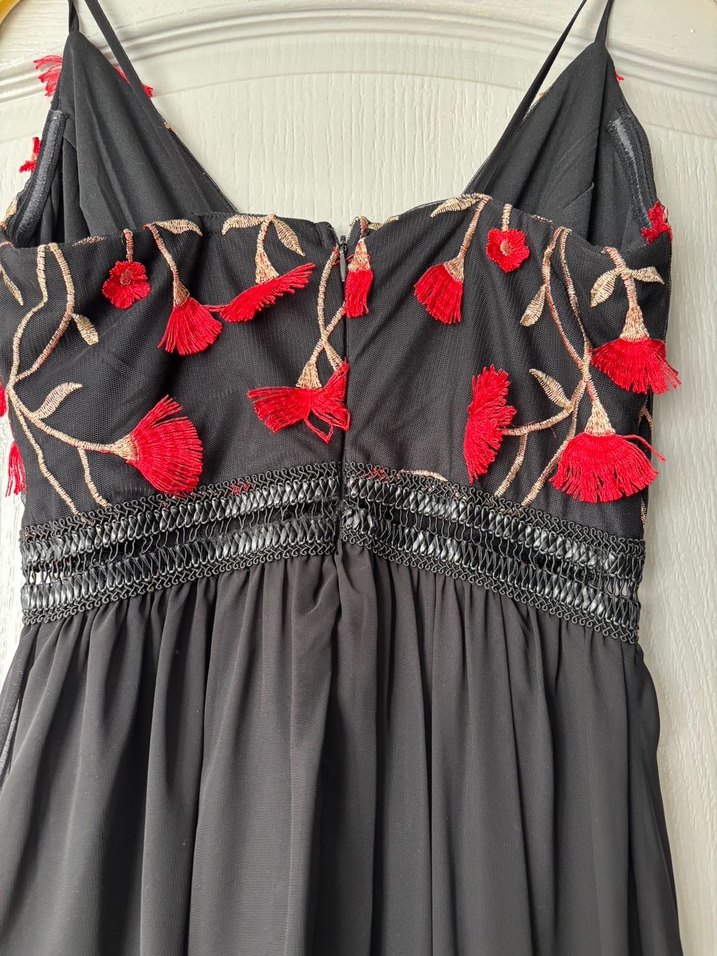Nakışlı Siyah Uzun Bohem Elbise - Görsel 5