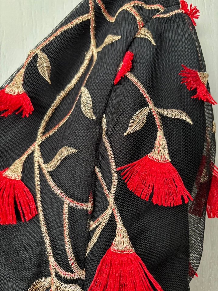 Nakışlı Siyah Uzun Bohem Elbise - Görsel 4