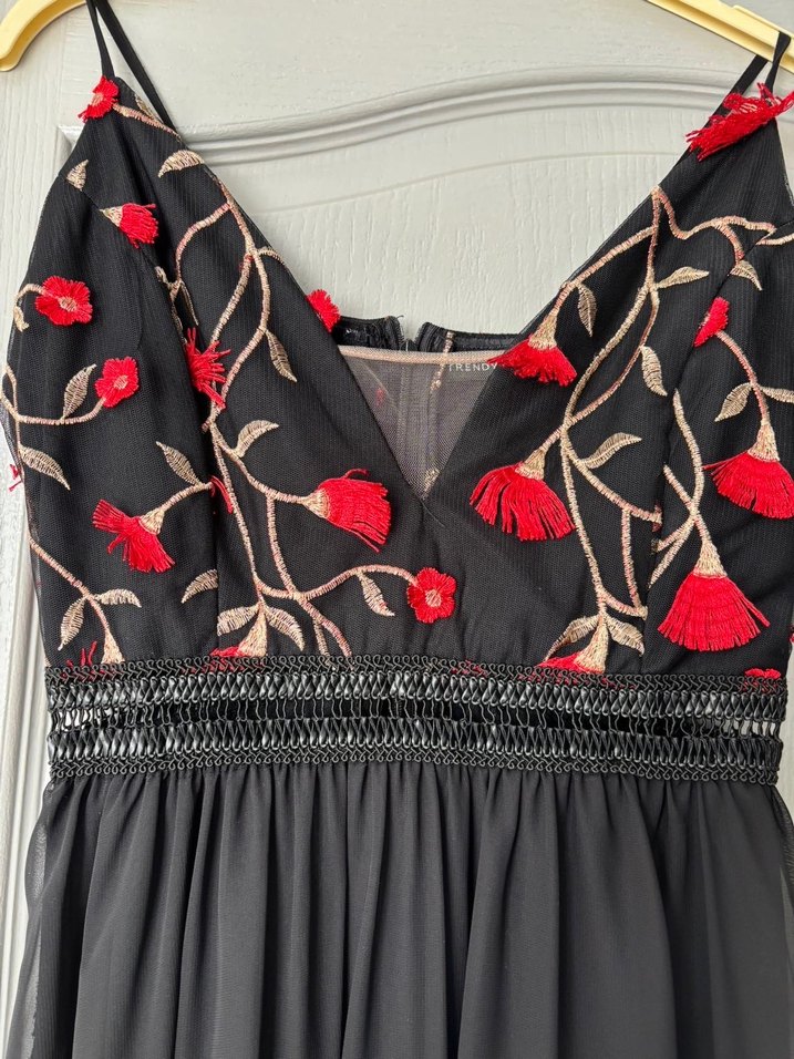 Nakışlı Siyah Uzun Bohem Elbise - Görsel 3