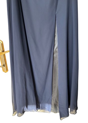 Lacivert Drapeli Uzun Abiye Elbise - Görsel 4