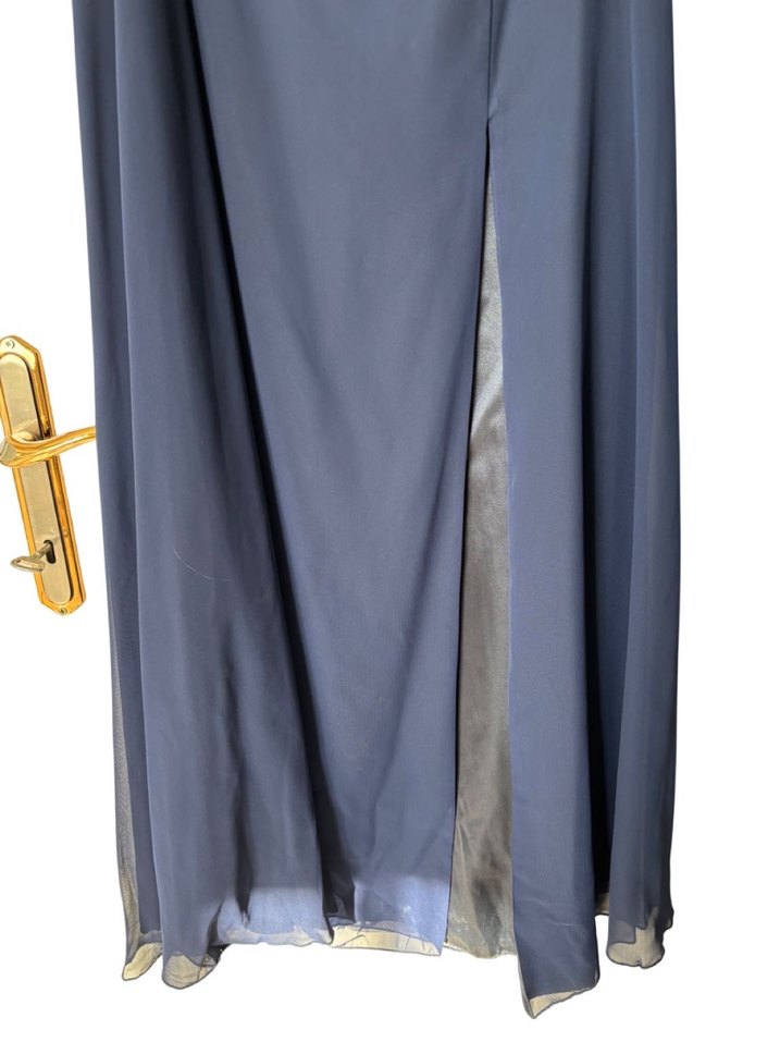 Lacivert Drapeli Uzun Abiye Elbise - Görsel 4