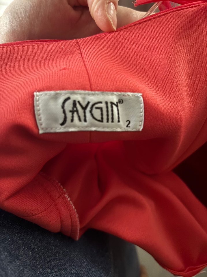 Nar çiçeği Askılı Midi Abiye Elbise - Görsel 4