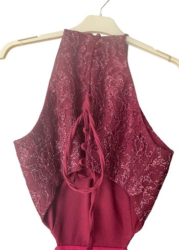 Dantel Detaylı Uzun Abiye Elbise - Görsel 3