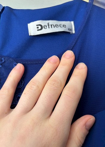 Dantel İşlemeli Lacivert Elbise - Görsel 4