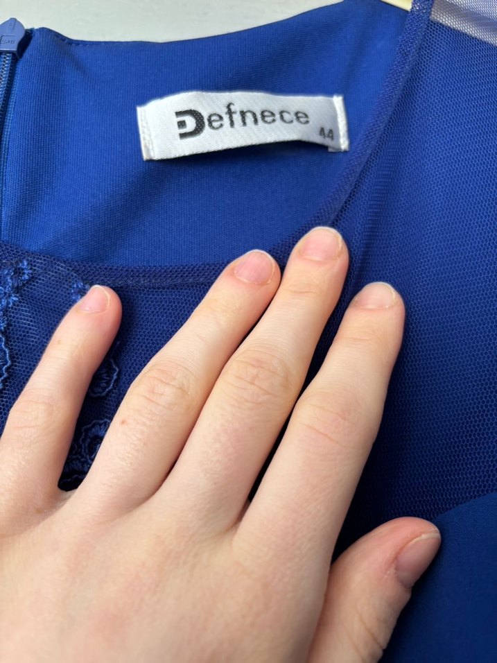 Dantel İşlemeli Lacivert Elbise - Görsel 4