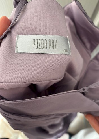 Mor Uzun Askılı Drapeli Abiye Elbise - Görsel 6