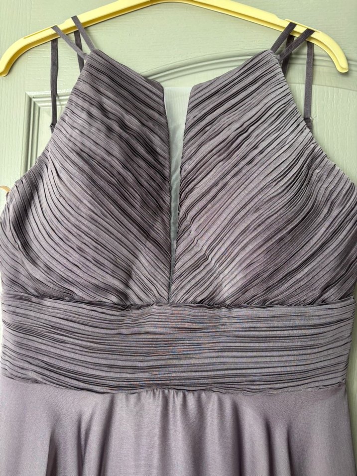 Mor Uzun Askılı Drapeli Abiye Elbise - Görsel 3