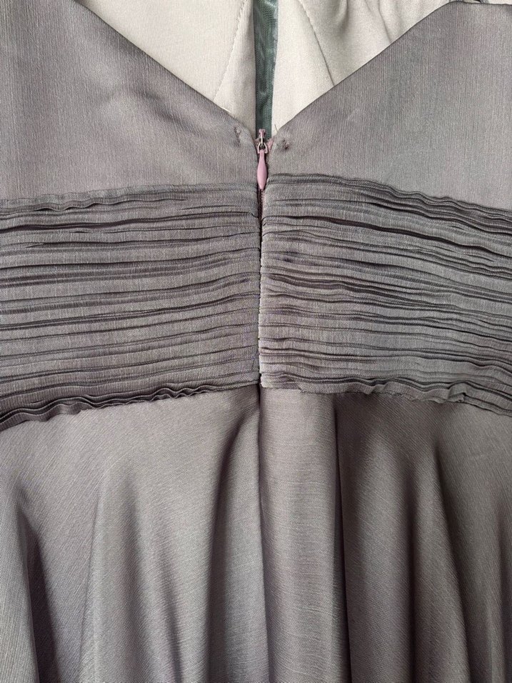 Mor Uzun Askılı Drapeli Abiye Elbise - Görsel 5