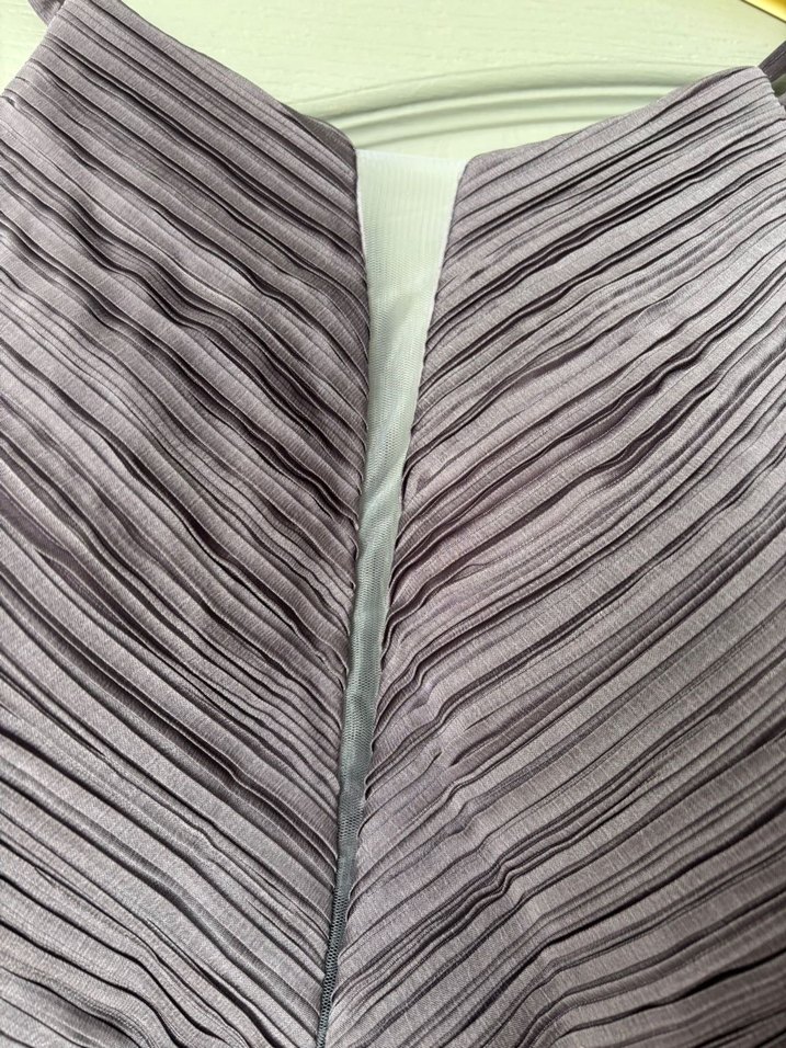 Mor Uzun Askılı Drapeli Abiye Elbise - Görsel 4