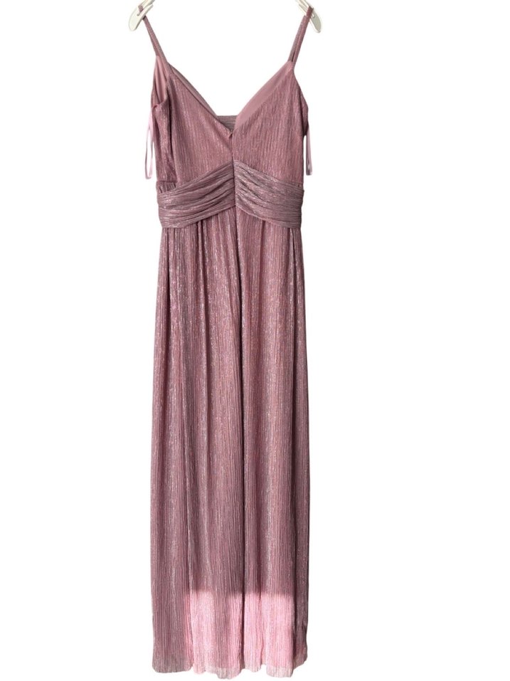 Pembe Pilili Uzun Askılı Abiye Elbise - Görsel 2