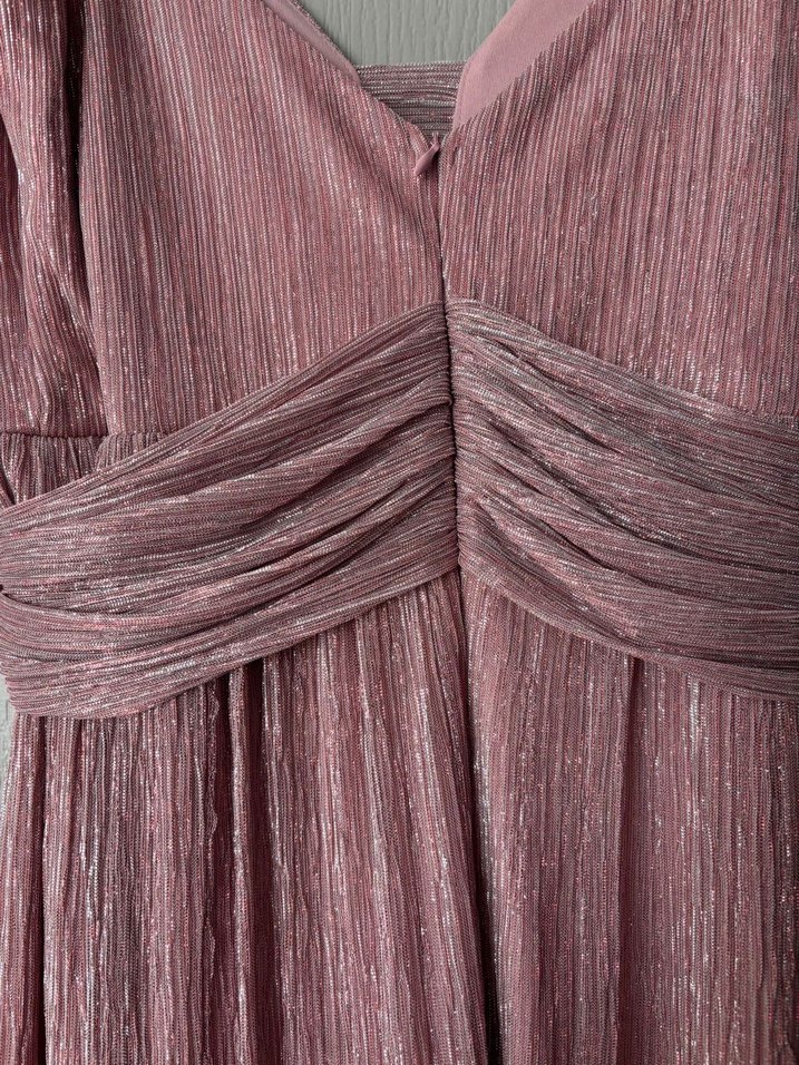 Pembe Pilili Uzun Askılı Abiye Elbise - Görsel 4