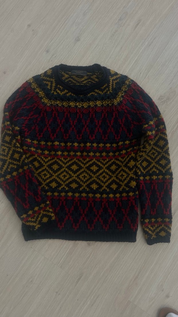 Desenli Bohem Örgü Kazak zara - Görsel 2