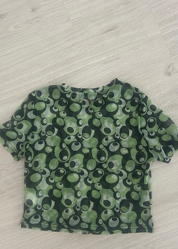 Tül Yeşil Kısa Kollu Kadın Tişört - Görsel 4