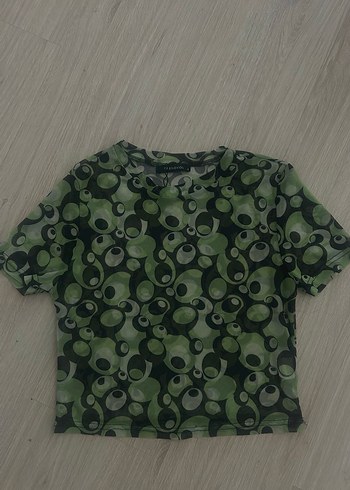 Tül Yeşil Kısa Kollu Kadın Tişört - Görsel 2