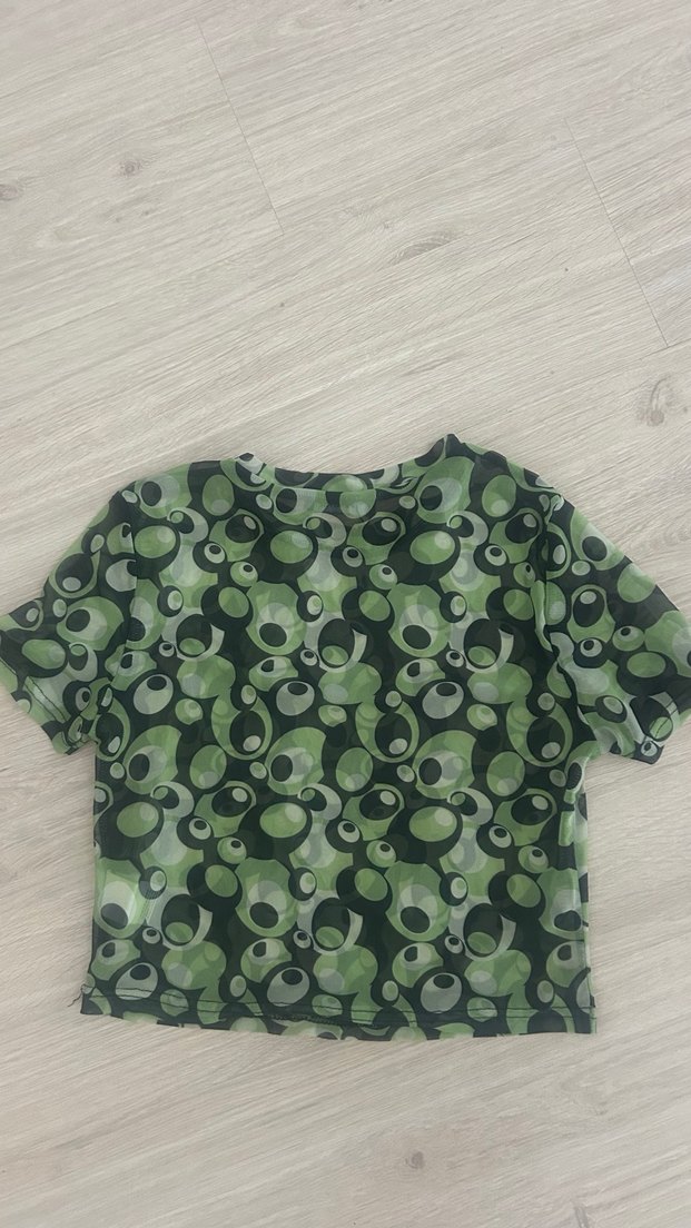 Tül Yeşil Kısa Kollu Kadın Tişört - Görsel 4