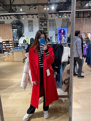 Bershka Kırmızı Kaban - Görsel 2