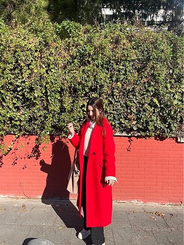 Bershka Kırmızı Kaban - Görsel 4