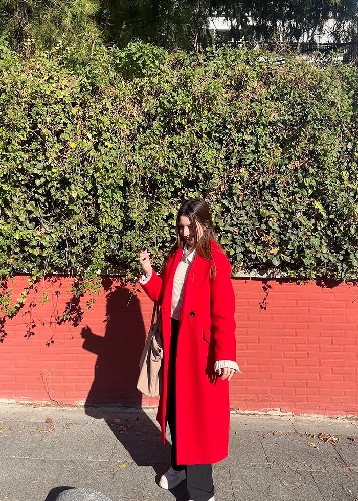 Bershka Kırmızı Kaban - Görsel 4