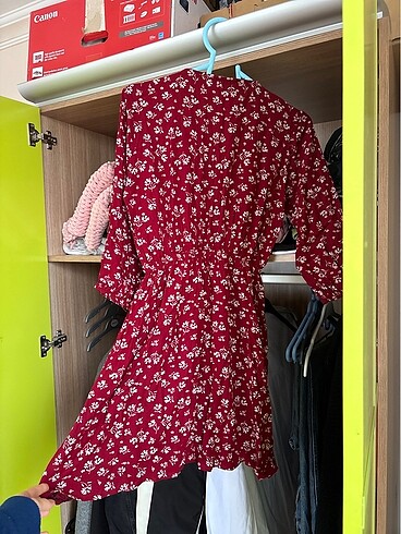 Trendyol & Milla trendyolmilla 36 beden çiçekli bordo mini elbise