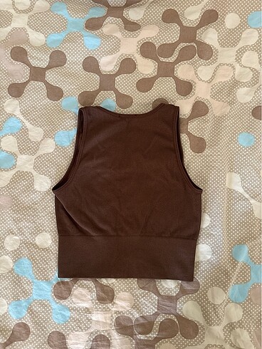 xs Beden addax kahverengi v yaka crop bluz