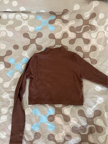 xs Beden addax uzun kollu kahverengi crop bluz