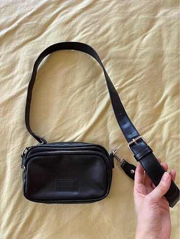 housebags çapraz kol çantası siyah 2 gözlü fermuarlı