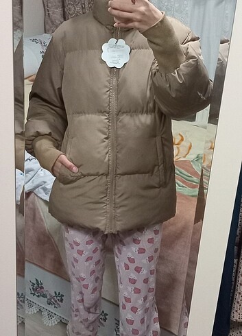m Beden camel Renk Şişme mont