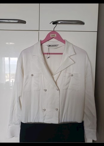 Zara Beyaz Düğmeli Midi Kadın Tulum - Görsel 4