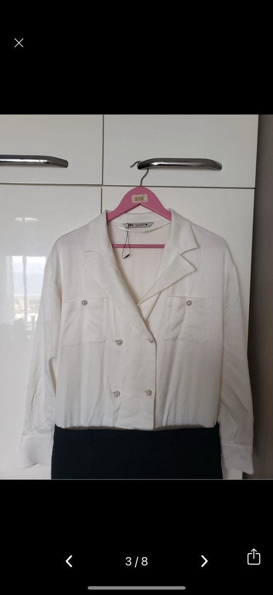 Zara Beyaz Düğmeli Midi Kadın Tulum - Görsel 4